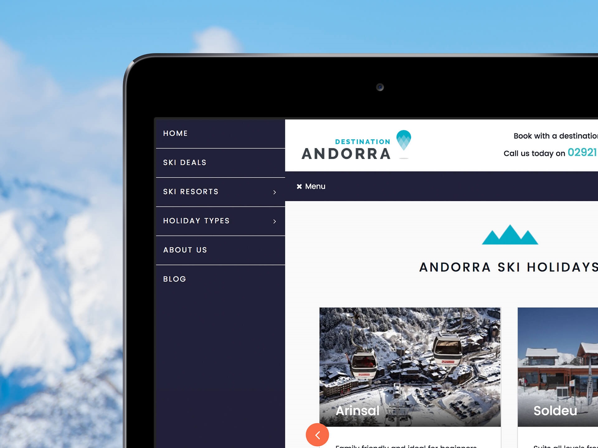 Destination Ski - Website Design Destination Ski Travel Website Design